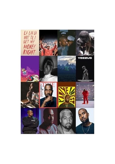 Postifull Kanye West Poster Kolaj Seti - Duvar Dekoru Poster - Sticker Bant Hediyeli - 50 Adet - 10 15 Cm