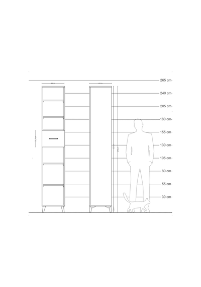 Hyperion Dolap 5 Raflı Tek Çekmeceli 44x44x243 Aytaşı-çam Aytaşı