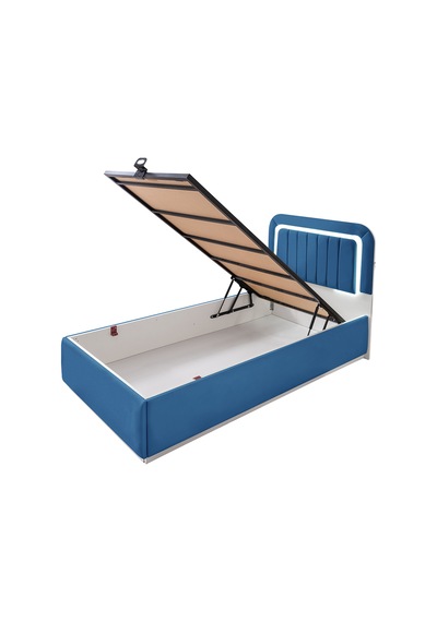 Demonte Baza Seti, Valens Ledli Tek Kişilik Baza Başlık Seti - İkili Set, Mavi - 100x200 Cm 100 x 200