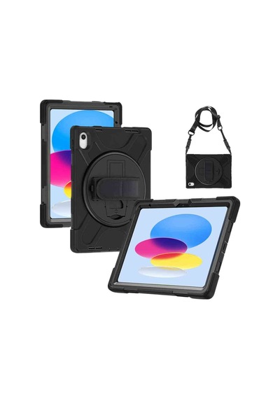 Apple Uyumlu iPad Air 13 M3 Çip 2025 Askılı Defender 360 Dönebilir Standlı Zırh Tablet Kılıfı Korumalı Kapak