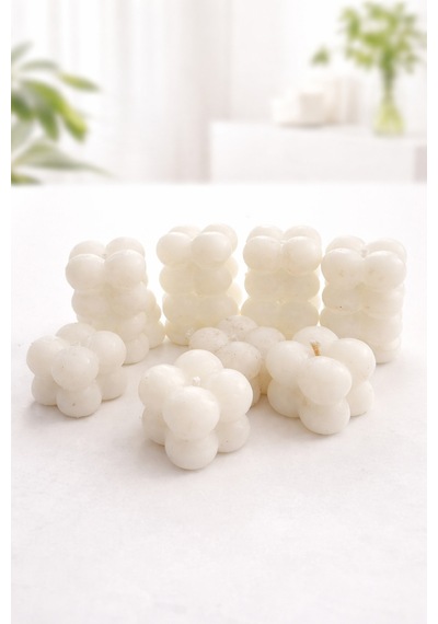 Beyaz Mini Bubble Mum 12 Adet Dekoratif Set Sevgiliye, Doğum Günü, Düğün & Kına Sürprizi Beyaz - 855749873 Beyaz