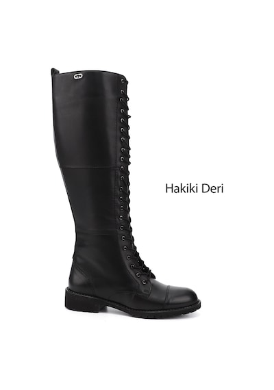 Gönderi(R) Kadın Siyah Fermuarlı Kauçuk Taban Hakiki Deri Postal Çizme Dkzc61364601 Siyah