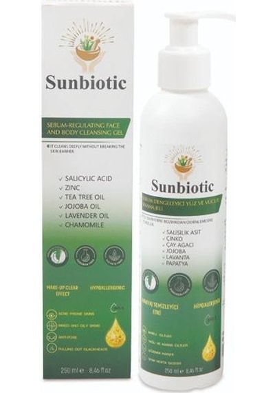 Sunbiotic Hipoalerjenik Sebum  Yüz ve Vücut Yıkama Jeli 250 ML