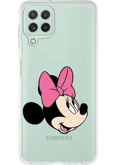 Samsung Uyumlu Galaxy A22 Kapak Minnie Mouse Tasarımlı Şeffaf Silikon Kılıf