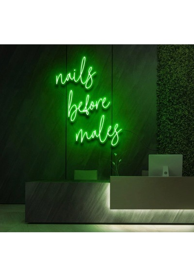 Nails Before Males Yazılı Neon Tabela Yeşil