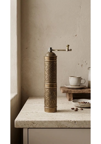 Aura Copper Nostaljik Manuel Kahve Karabiber Değirmeni 22 Cm Bakır Öğütücü - Altın - Çok Renkli