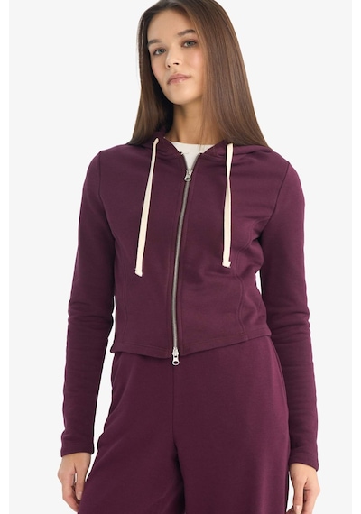 Defacto Oversize Kapüşonlu Fermuarlı Sweatshirt G6384ax25wnbr171 Bordo-br171