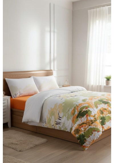 Çift Kişilik Nevresim Seti 200x220 Cm %100 Pamuk Çarşafsız 2 Adet Yastık Kılıflı Çok Renkli