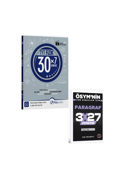 2027 Fizipedia 2027 Tyt Fizik 30 X 7 Deneme+ Evp Akademi Paragraf