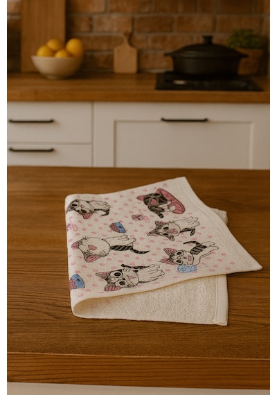 Kitchen Dijital Baskı Pamuklu Tekli Mutfak Havlusu Açık Pembe