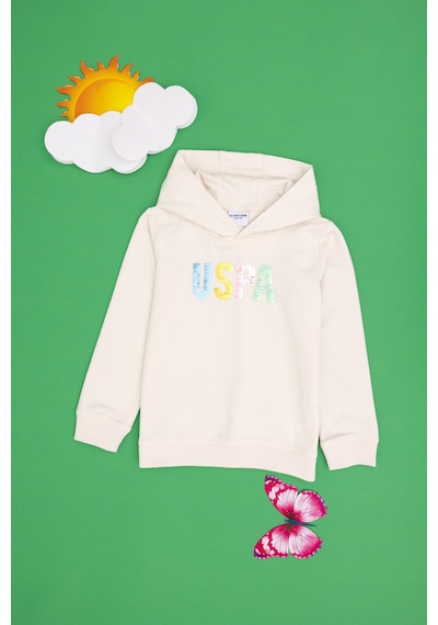 U.S. Polo Assn. Kız Çocuk Krem Kapüşonlu Sweatshirt 50296401-VR071 U.S. Polo Assn. Kız Çocuk Krem Kapüşonlu Sweatshirt 50296401-VR071
