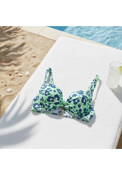 Bonbon Kadın Plaj Giyim Yeşil Renk Desenli Bikini Üst Bb2569 Siyah