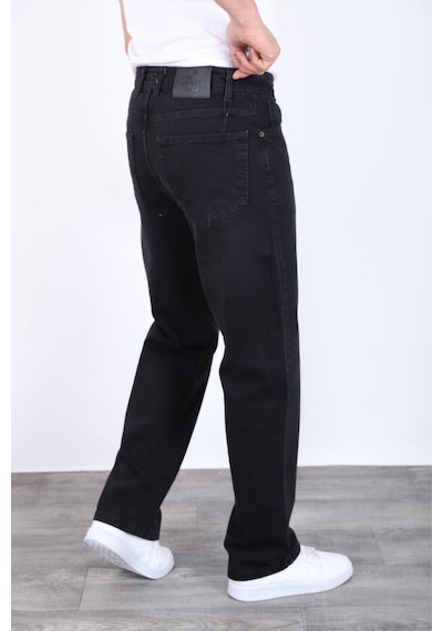 Blayn Jeans Erkek Antrasit Baggy Kot Pantolon - Geniş Kalıp Günlük Rahat Denim Jean Mat Siyah