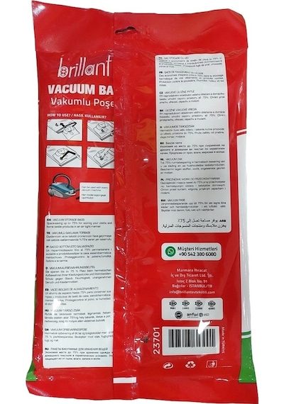 Brillant Vakumlu Poşet/hurç 50 70cm Large İç Adet 1 3 Lü Set Şeffaf