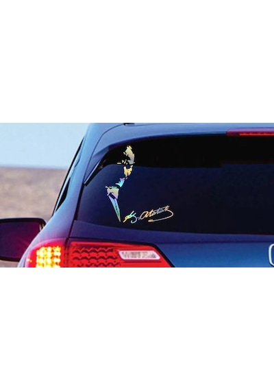Hologramlı Janjanlı Atatürk Ve İmza Sticker - Araba Oto Motosiklet Sticker 02526 30x26 Cm