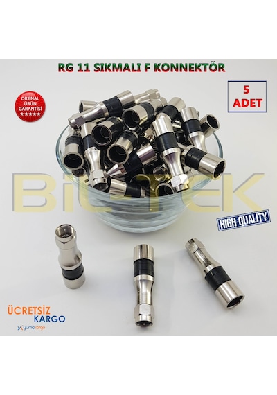 Rg 11 Sıkmalı F Konnektör 5 Adet