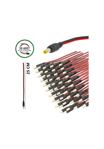 50 Adet Dc Power Jack Kablosu 25 Cm Düz Erkek Çoklu Set Kamera Modem Led Adaptör Güç Bağlantı Kablosu