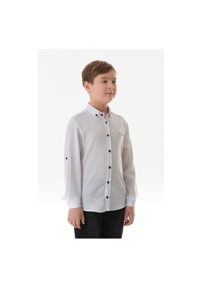 Fullamoda Kolu Katlamalı Erkek Çocuk Gömlek 25mcck7059129989-beyaz Beyaz