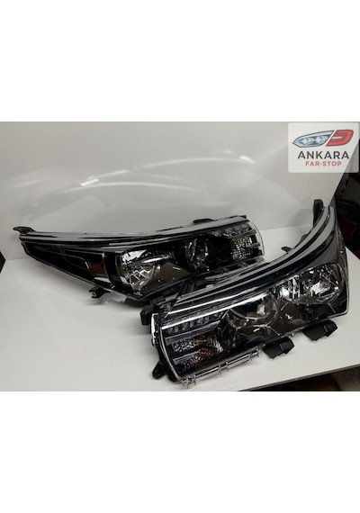 Toyota Corolla 2013 - 2015 Far Lambası Sağ-sol Takım Nikelaj Far Kaşı İle Birlikte - Sağ - Sol Takım - 2 Far