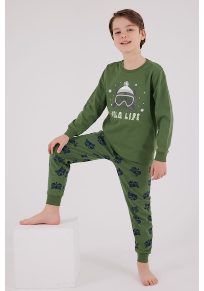 Rolypoly Erkek Çocuk Yeşil Pijama Takımı 5274-48645 Yeşil