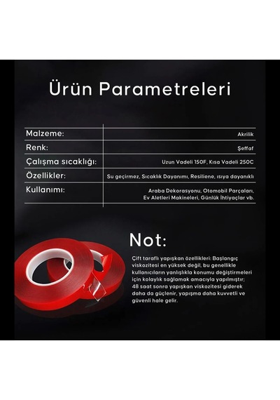 Çift Taraflı 40 Mm Kırmızı Nano Silikon Bant Su Geçirmez Güçlü Tablo Montaj Bandı 5 Metre 40 MM x 5 M