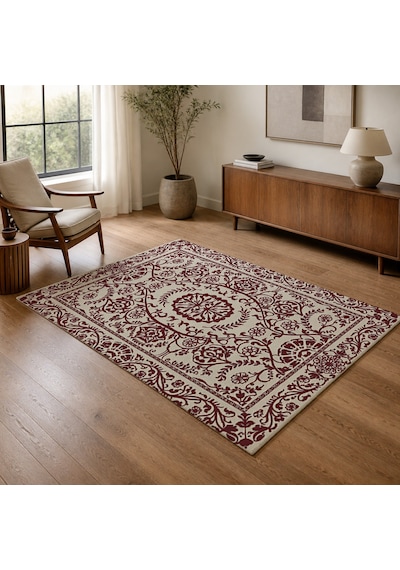 Kartela Halı Veso Halı Kaymaz Taban Makinede Yıkanabilir Halı Bordo - 60 X 90 Cm