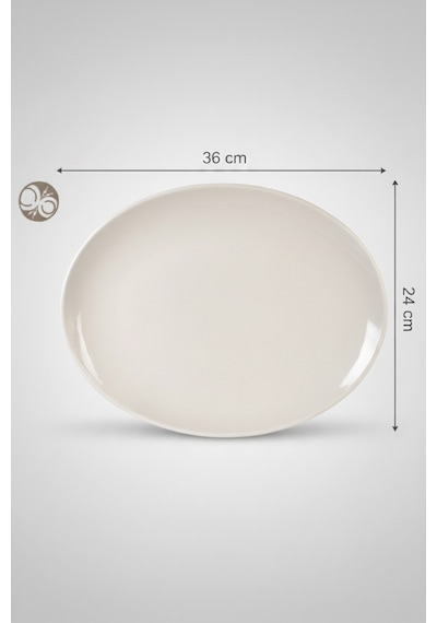 6'lı Ellips Oval Kayık Tabak 36cm Krem Rinart