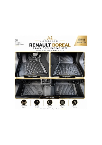 Renault Boreal 2026+ 3d Kauçuk Havuzlu Paspas