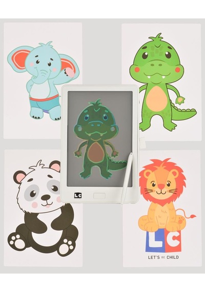 10 İnch Şeffaf Lcd Dijital 4 Adet Çizim Kartlı Tablet- Beyaz Beyaz