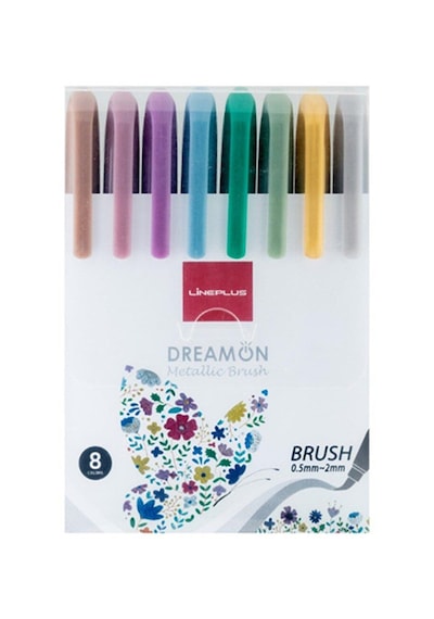 Lineplus Keçeli Kalem Fırça Uçlu Dreamon 8 Li Metalik