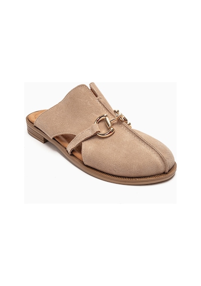 Luvishoes Favor Bej Süet Hakiki Deri Önü Kapalı Kadın Terlik