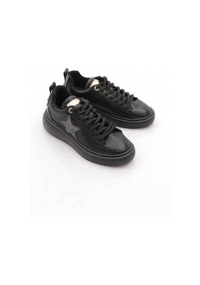 Dgn B1004 Kadin Silver Taşli Baskili Sneakers Ayakkabi Siyah Siyah