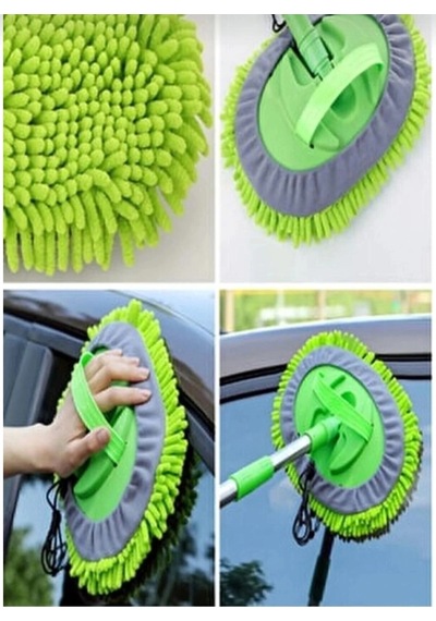 Çok Fonksiyonlu 2 In 1 Mikrofiber Araç Yıkama Fırçası Teleskopik Uzun Saplı Mop