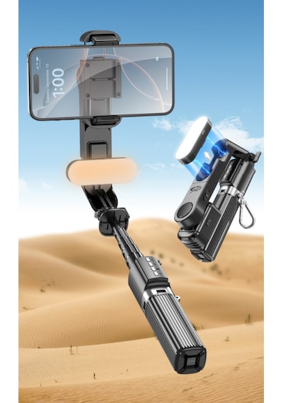 102cm Rgb Takçıkar Işık Akıllı Tripod Gimbal Hareketli Kumandalı Video Selfie Tripod Telefon Tutucu
