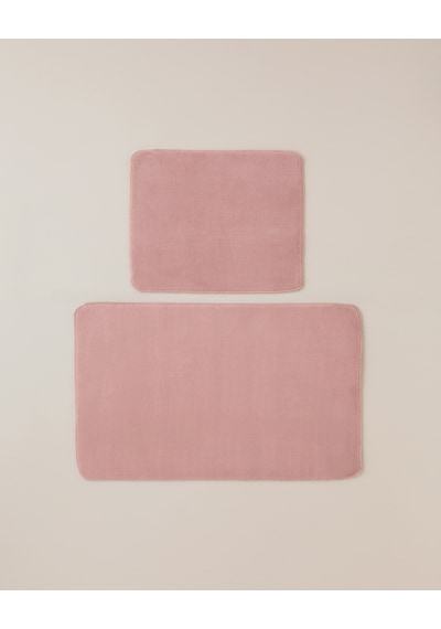 English Home Basicline Kaydırmaz Taban Banyo Paspası Seti 60x100 Cm + 50x60 Cm Gül Kurusu
