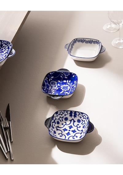 Reve Bleu Vista Kare Tabak Seti - 17 Cm - Mavi/beyaz 8684427358450 Çok Renkli