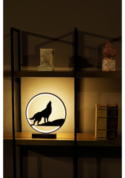 Bozkurt Metal Led Masa Lambası Yalnız Kurt Temalı Dekoratif Gece Lambası Led Özgürlük Simgesi Kurt