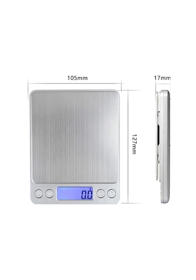 Busstier Dijital Mutfak Terazisi 3 Kg 0.1 G Hassasiyet Metal Gümüş