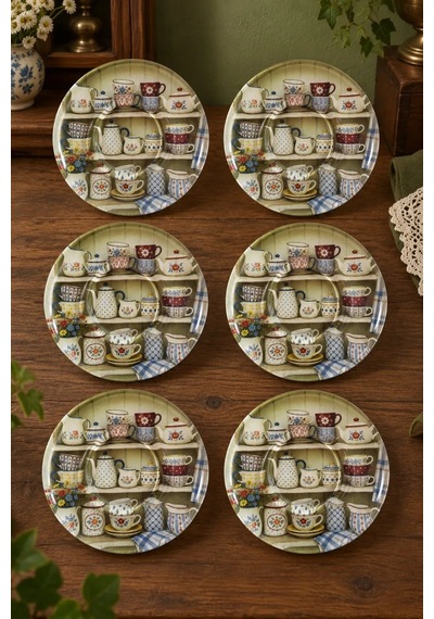 6 Lı Cam Çay Tabağı Vintage Çay Dolabı Desenli 12 Cm, 6 Adet Çay Tabak Beyaz