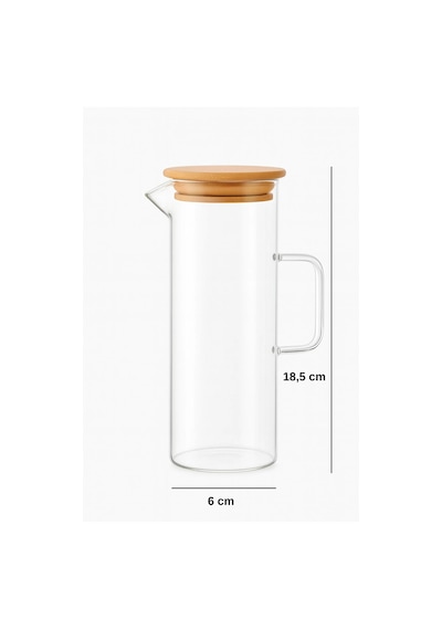 Lavino 3 Parça 400 Ml Borosilikat Yağlık - Bambu Altlık Ve 2 Adet Bambu Kapaklı Cam Yağdanlık Şeffaf