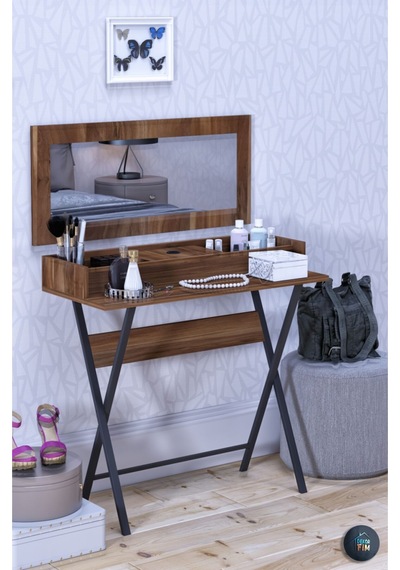 Dekorfim DF02105BR Aynalı Makyaj Masası