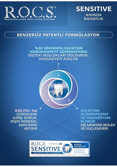 Rocs Sensitive Instant Relief - Anında Ferahlık Florürsüz Diş Macunu 75 Ml 3 Paketi Ağız Kokusu Önleyici