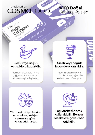 Cosmofood %100 Collagen Powder +40 Saf Kolajen 10 Saşe
