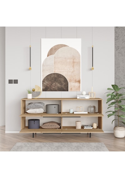 Robin Home Lidya Konsol 4 Kapaklı Metal Ayaklı 160cm Sepet