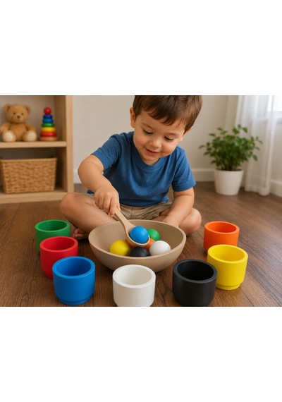 3d Baskı Renk Eşleştirme Ve Top Yakalama Oyunu - Montessori Eğitici Motor Beceri Oyuncağı
