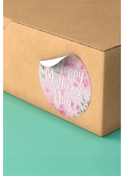 Happy Mother's Day Çiçekli Sticker 3x3cm St2369 Çok Renkli