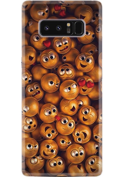 Samsung Uyumlu Galaxy Note 8 Kılıf Silikon Desenli Gold Emoji 1877