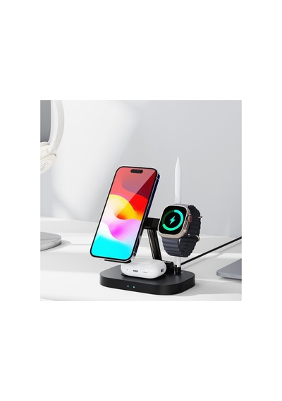 W52 4 In 1 Kablosuz Şarj Standı İphone & Airpods & Watch & Pencil Çok Renkli