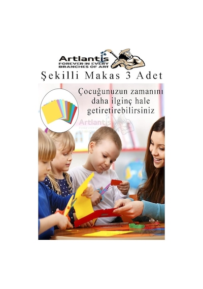 Şekilli Makas Metal Plastik Kaplamalı 3 Lü 1 Paket Desenli Tırtıklı Şekilli Kesen Makas Seti Güvenli Çocuk Okul Öncesi