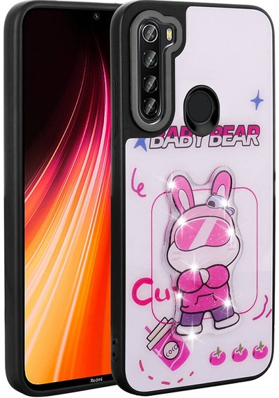 Xiaomi Redmi Note 8 İle Uyumlu Kılıf Parlayan Kabartmalı İkonik Figürlü Silikon Kapak